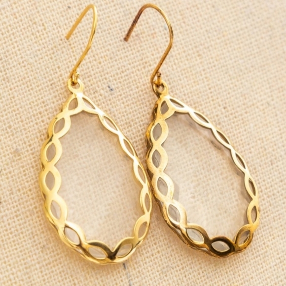 Faceted Clear Quartz Pear Gemstone Earrings - Picture 10 of 16